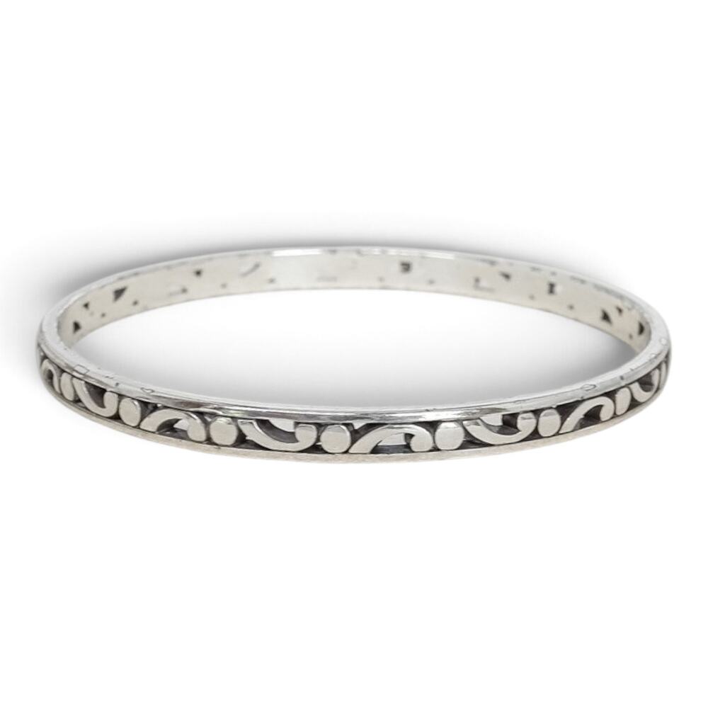 Brighton Contempo Slim Bangle JF0890 Silver Plated Open Scrollwork Design